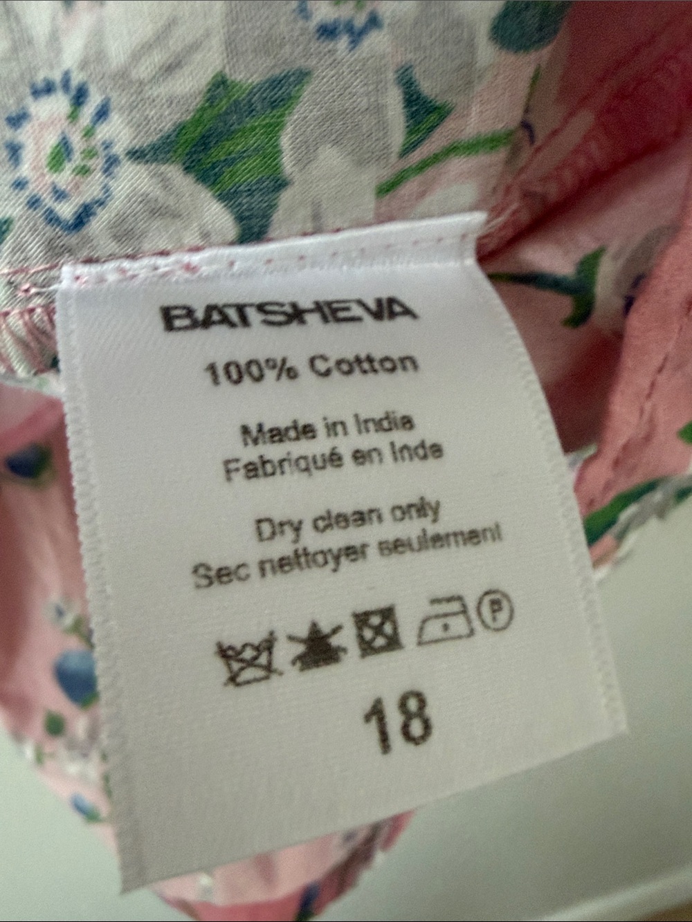 Batsheva Collarless Prairie Mini Dress Pink Lily Floral Cotton Puff Sleeve 18 - Picture 5 of 16